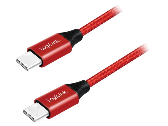 Kabel; USB 2.0; USB-C-stekker,aan beide zijden; 0,3m; rood; PVC Kabel; USB 2.0; USB-C-stekker,aan beide zijden; 0,3m; rood; PVC